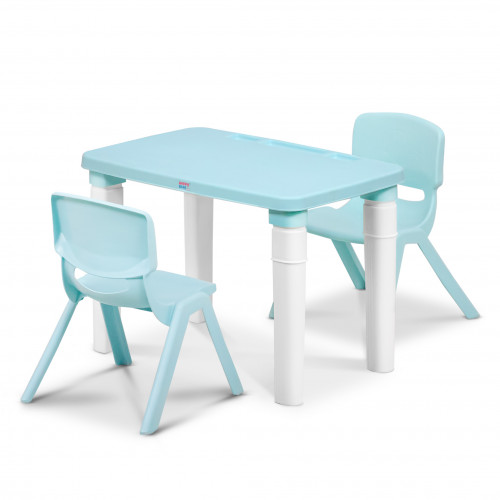 Study Table & Double Chair Set (Light Blue)